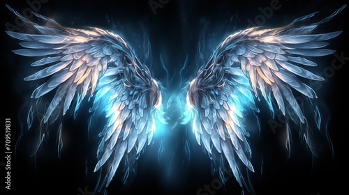 background for writing in the form of lightning with angel wings, for t-shirts. photo