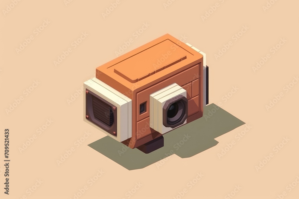 Fototapeta premium Colorful 3D cartoon camera isometric
