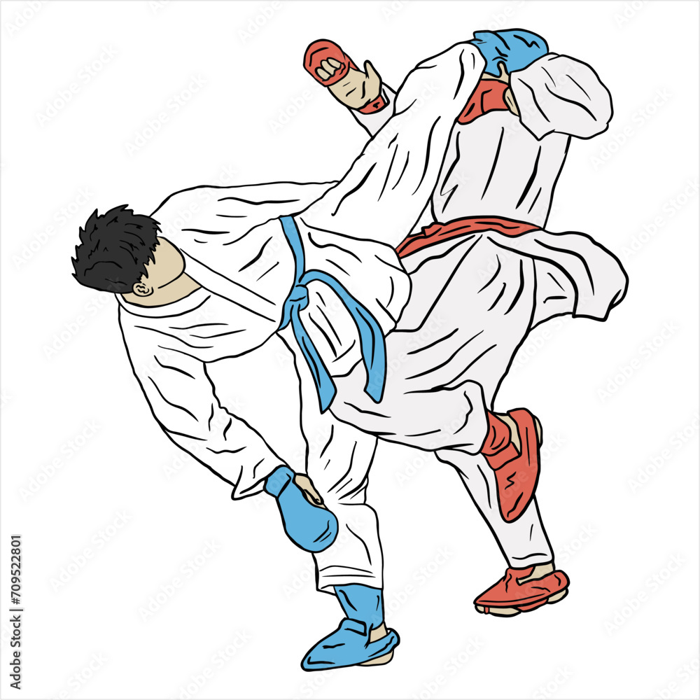 Fototapeta premium karate illustrtion sparring vector kumite