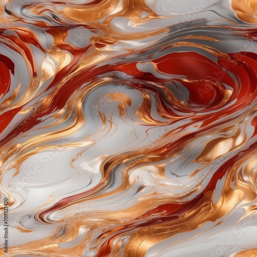 Abstract illustration, background, ornament: texture of mixed white, gray, red and gold colors in the form of waves.