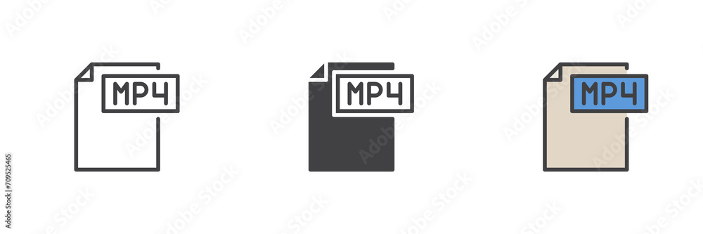 MP4 file different style icon set MP4 file different style icon set