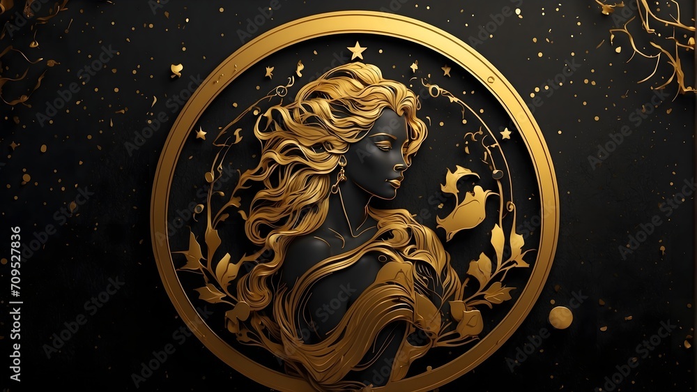 Zodiac sign Aquarius 01. Illustration. Created with Generative AI Zodiac sign Aquarius 01. Illustration. Created with Generative AI