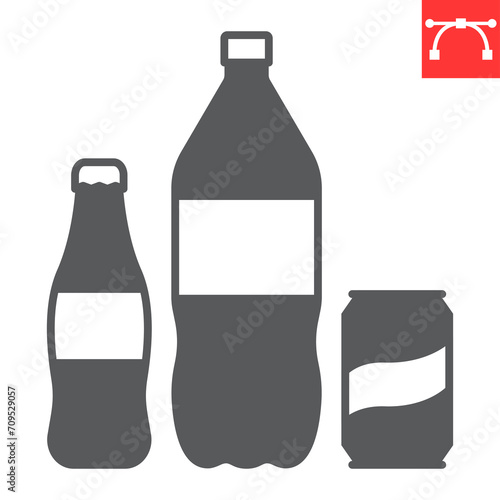 Beverage glyph icon, grocery store and water, bottled drinks and soda vector icon, vector graphics, editable stroke solid sign, eps 10.