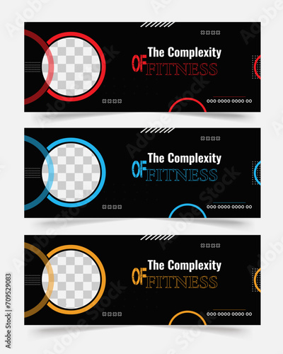 modern and minimal fitness face book cover design template vector file, Gym and fitness face book cover banner design