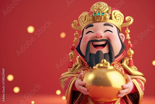 God of wealth  3d  Chinese New Year Festival Chinese text translation gold and wealth