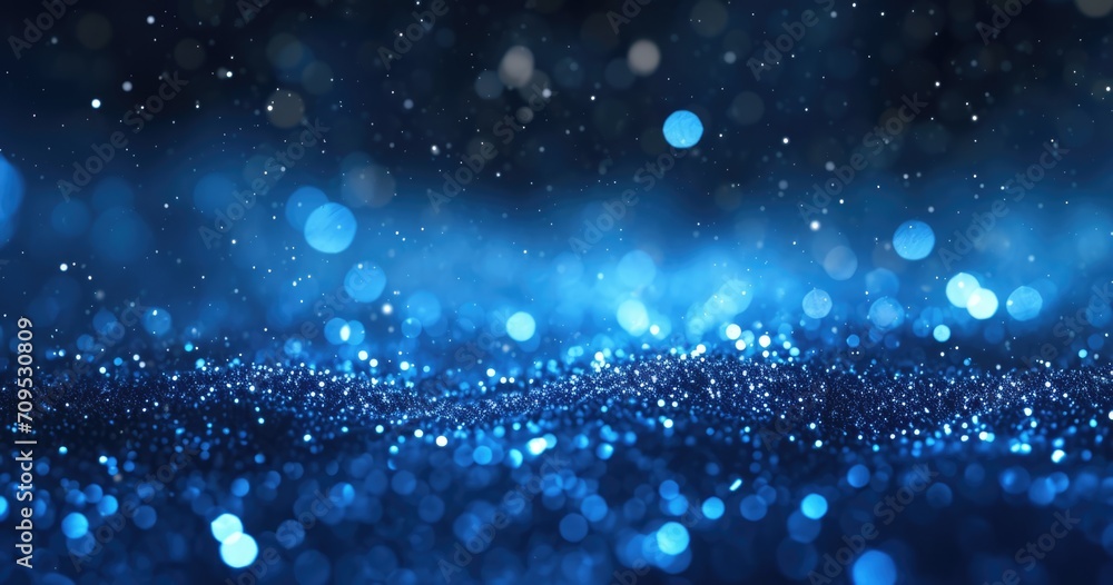 blue glitter with light effects and bokeh effect - obrazy, fototapety, plakaty 