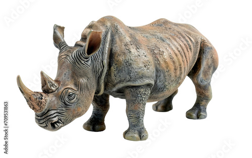 Rhino Figurine On Transparent Background.