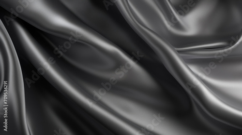 The smooth, flowing texture of gray satin fabric captured in a close-up, emphasizing the gentle folds and elegant sheen.