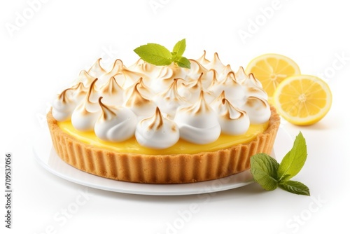 Lemon pie on white background