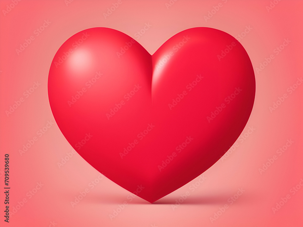 Red heart valentine on pink background,ai generative