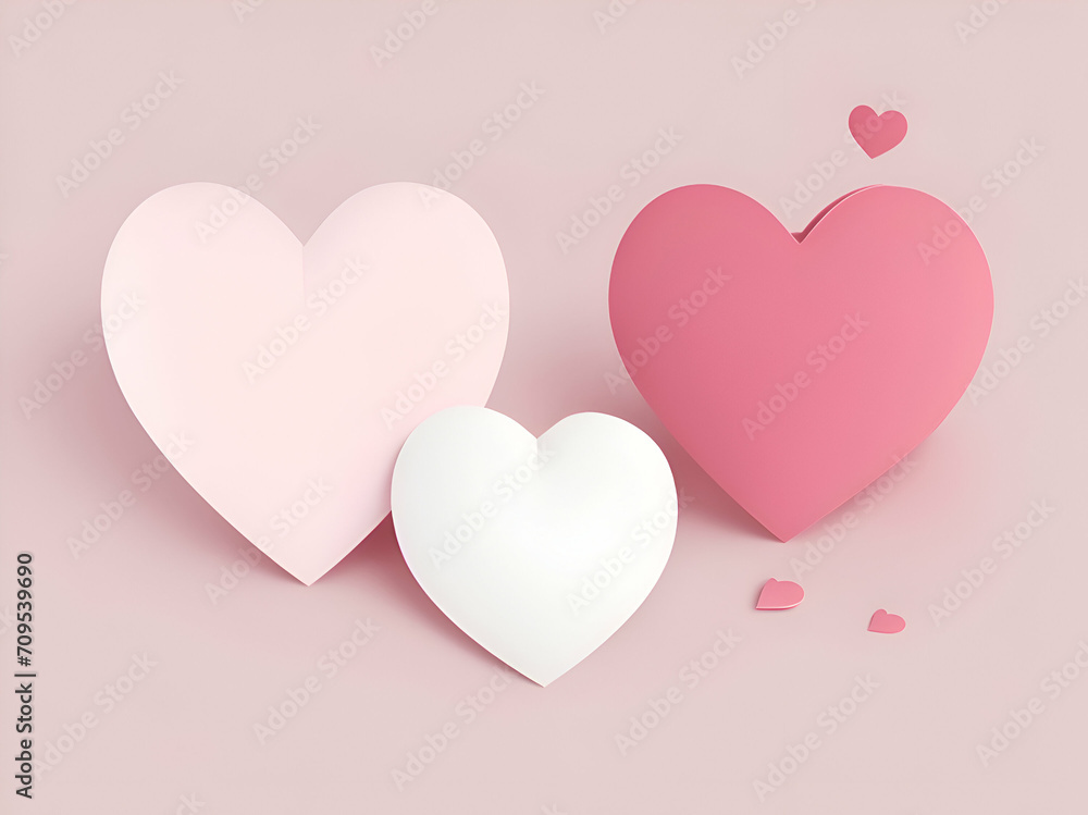 Cute heart valentine on pink background