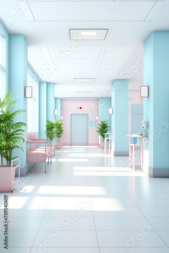 Clean hospital interior background Generative AI