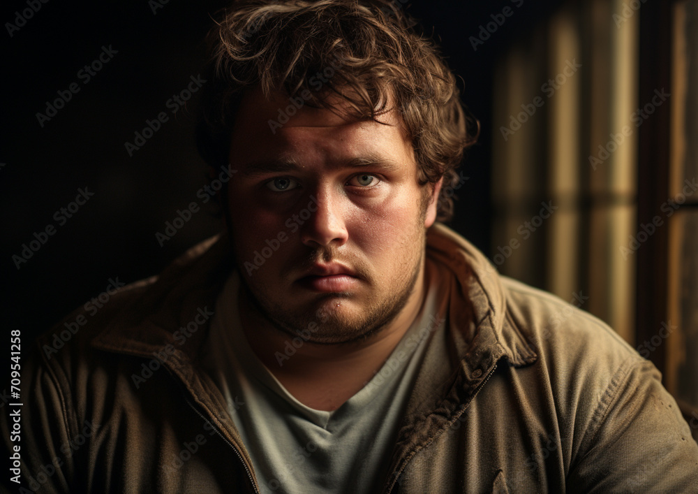 Fototapeta premium Worried obese men having anxiety