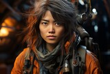 Photo Realistic of an Asian Explorer Woman in Expedition Gear for a Specific Region, Generative AI