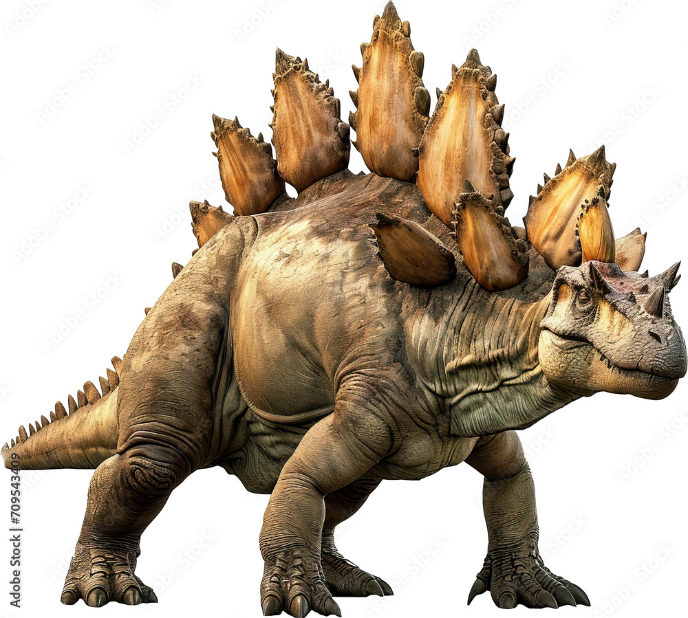 Fototapeta premium Stegosaurus dinosaur on transparent background. PNG