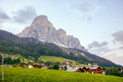 Corvara village  and Dolomite landscape  in Alta Badia photo