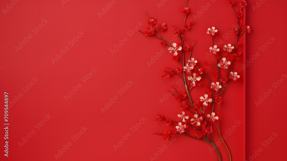 Chinese new year background. Festive red paper, flowers on red orange background. Chinese new year background. Festive red paper, flowers on red orange background.