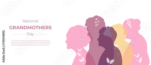 National Grandmothers Day.Vector illustration with silhouettes of grandmothers.Template for background,postcard,poster.