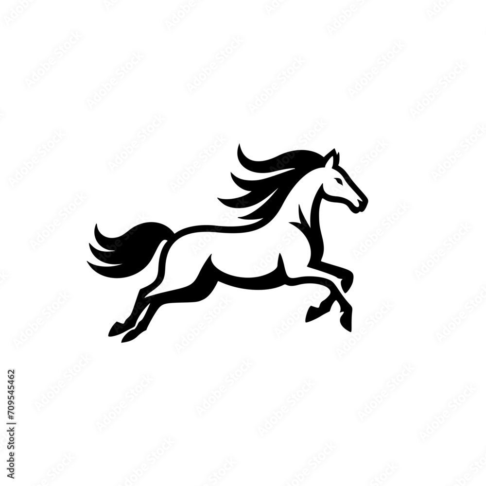 Vector logo of a running horse. black and white professional logo of a horse. can be used a logo, watermark, or emblem. Vector logo of a running horse. black and white professional logo of a horse. can be used a logo, watermark, or emblem.