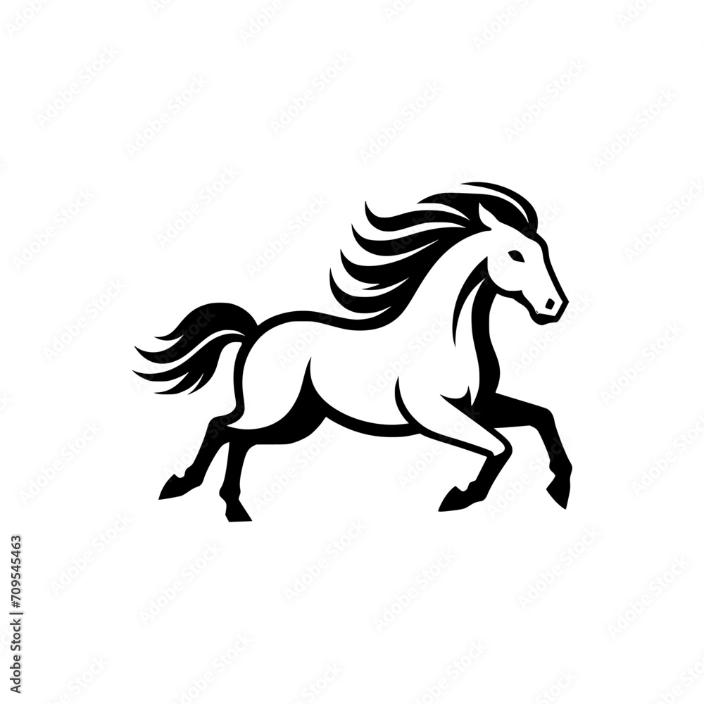 Vector logo of a running horse. black and white professional logo of a horse. can be used a logo, watermark, or emblem. Vector logo of a running horse. black and white professional logo of a horse. can be used a logo, watermark, or emblem.