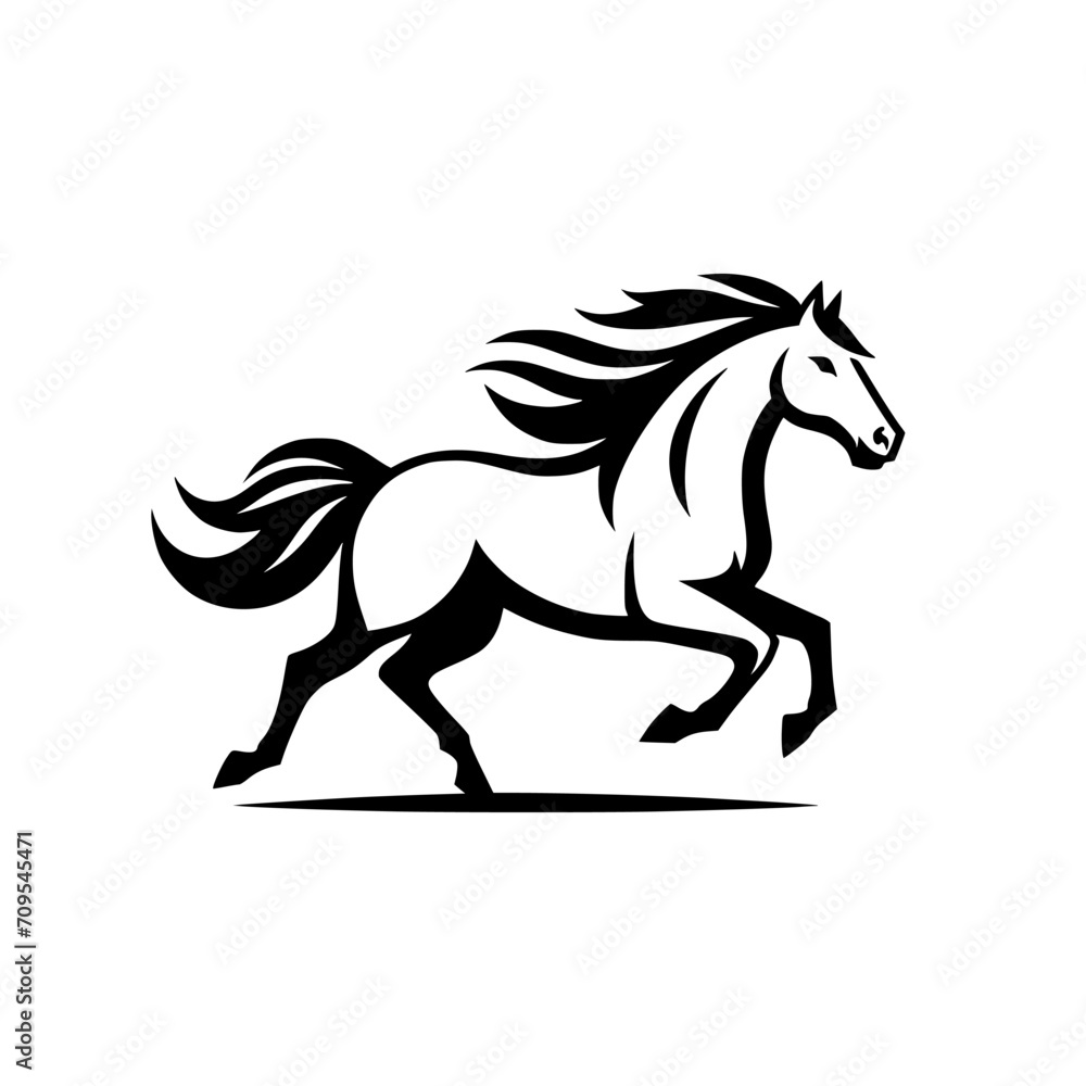 Vector logo of a running horse. black and white professional logo of a horse. can be used a logo, watermark, or emblem. Vector logo of a running horse. black and white professional logo of a horse. can be used a logo, watermark, or emblem.