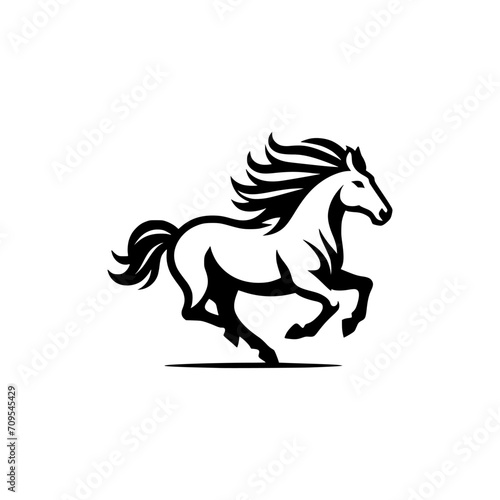 Vector logo of a running horse. black and white professional logo of a horse. can be used a logo  watermark  or emblem.