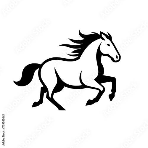 Vector logo of a running horse. black and white professional logo of a horse. can be used a logo  watermark  or emblem.