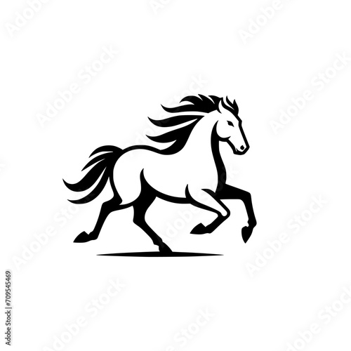 Vector logo of a running horse. black and white professional logo of a horse. can be used a logo  watermark  or emblem.