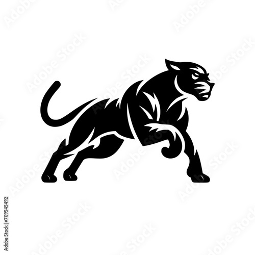 Professional logo of a running panther for a variety of industries. Black and white logo for a big cat. vector logo for leopard.