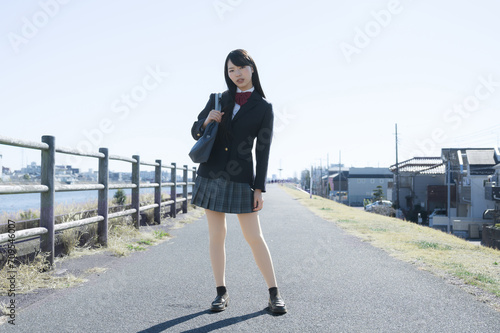 Tablou pe pânză High school girls going to school Motivation and determination Cool full body Tr