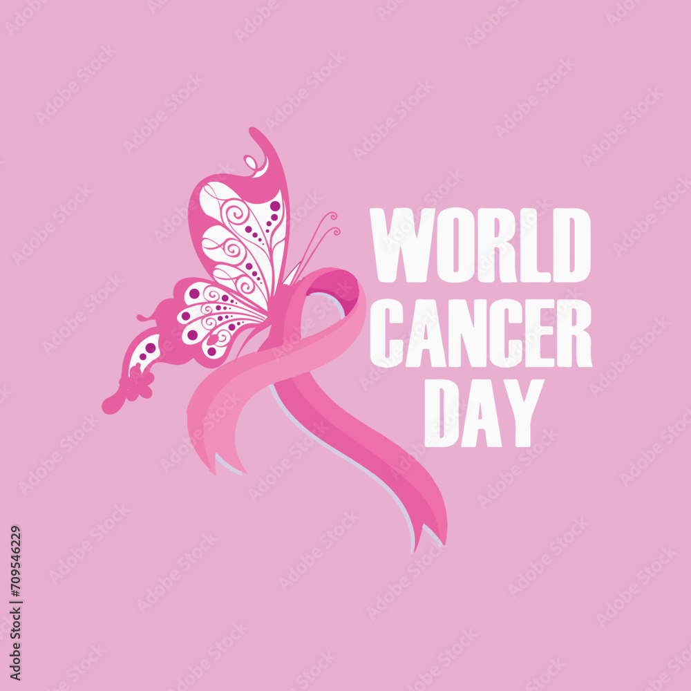 World Cancer Day detection, and treatment. Vector illustration, icon, world, banner, poster, card or flyer