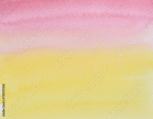 Watercolor stroke and spray on white paper , Abstract background by hand drawn pink with yellow with orange and red color liquid drip, Sea at sonset