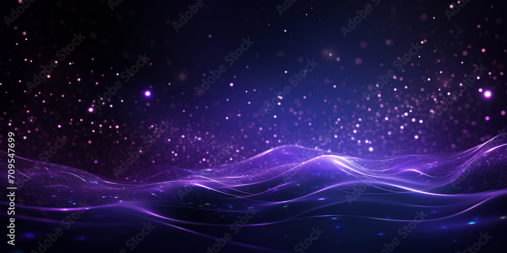 background with stars,Purple color digital particles wave flow and light flare abstract technology background,Digital purple particles wave and light abstract background High quality