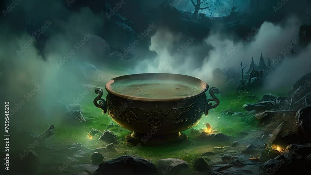 A thick fog engulfs the enchanted cauldron, adding an air of mystery and magic to the witchs craft. A thick fog engulfs the enchanted cauldron, adding an air of mystery and magic to the witchs craft.