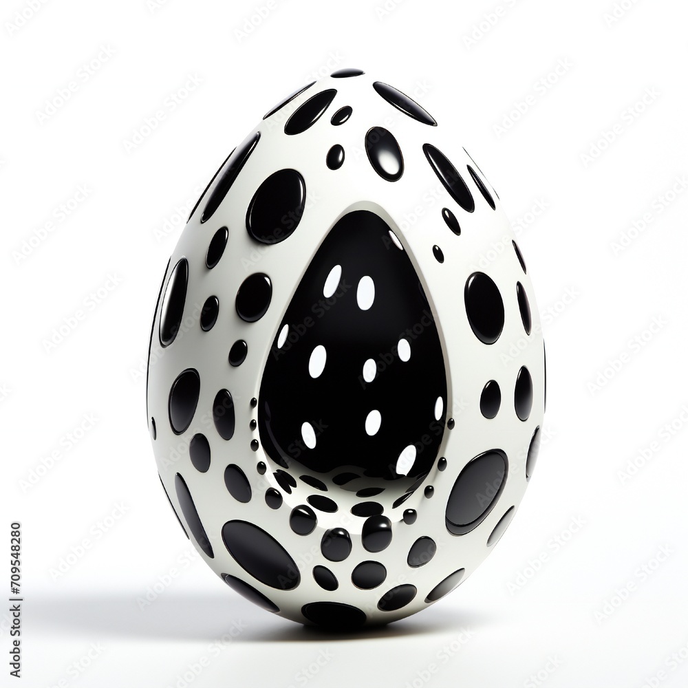 Abstract black art Easter egg on white background Generative AI