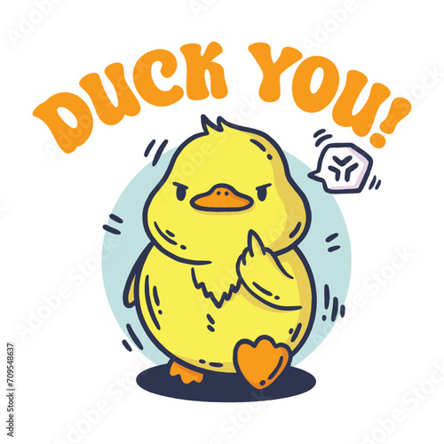 Angry Cute Duck illustration design