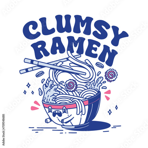 Cute Clumsy ramen illustration design