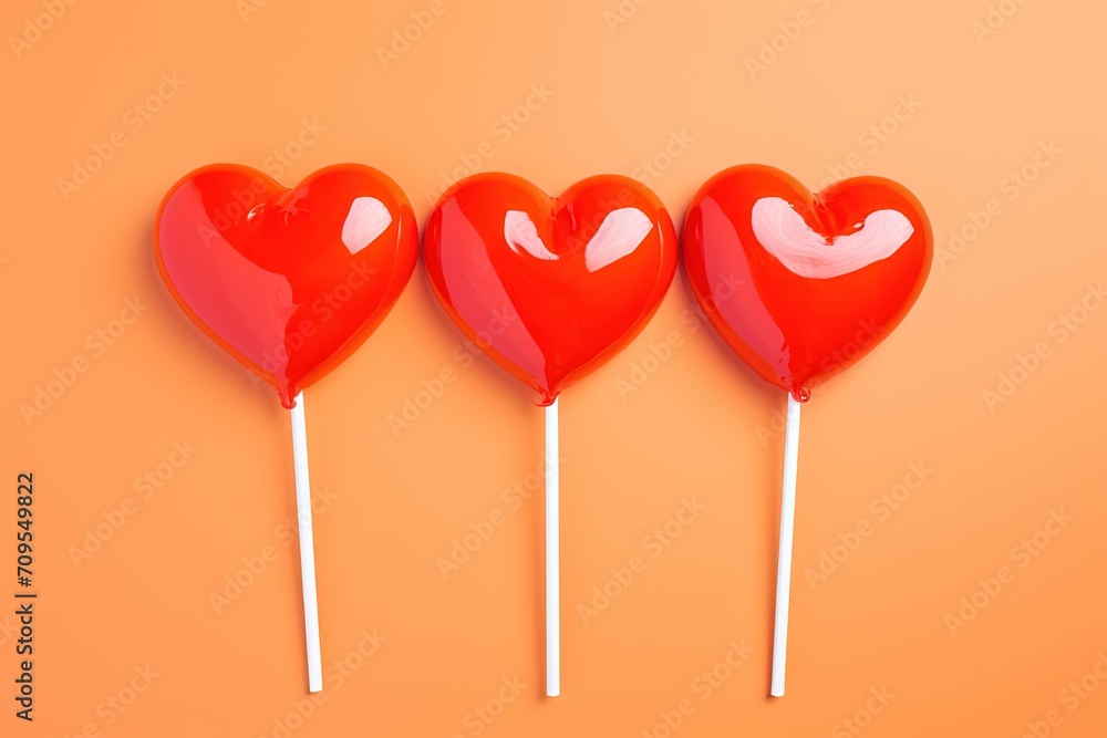 Heart shaped lollipop, Valentine day candy. Created with Ai
