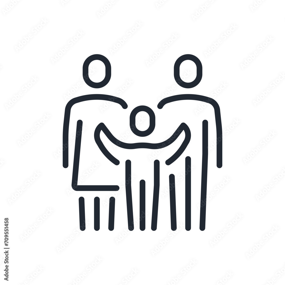 Family editable stroke outline icon isolated on white background flat vector illustration. Pixel perfect. 64 x 64. Family editable stroke outline icon isolated on white background flat vector illustration. Pixel perfect. 64 x 64.