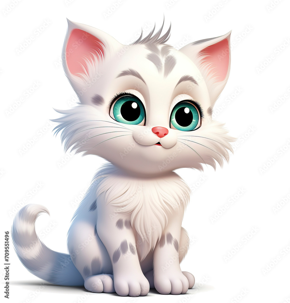 Fototapeta premium Cartoon cat isolated on transparent background. PNG