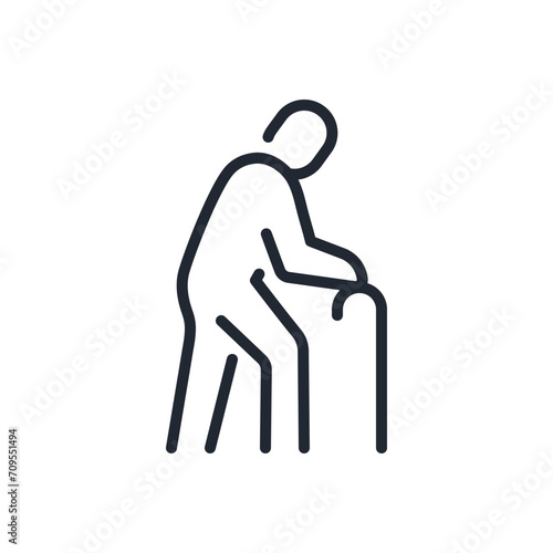 Retirement, senior, grandparent editable stroke outline icon isolated on white background flat vector illustration. Pixel perfect. 64 x 64.