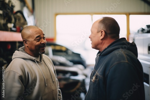 customer and mechanic discussing repair © Natalia