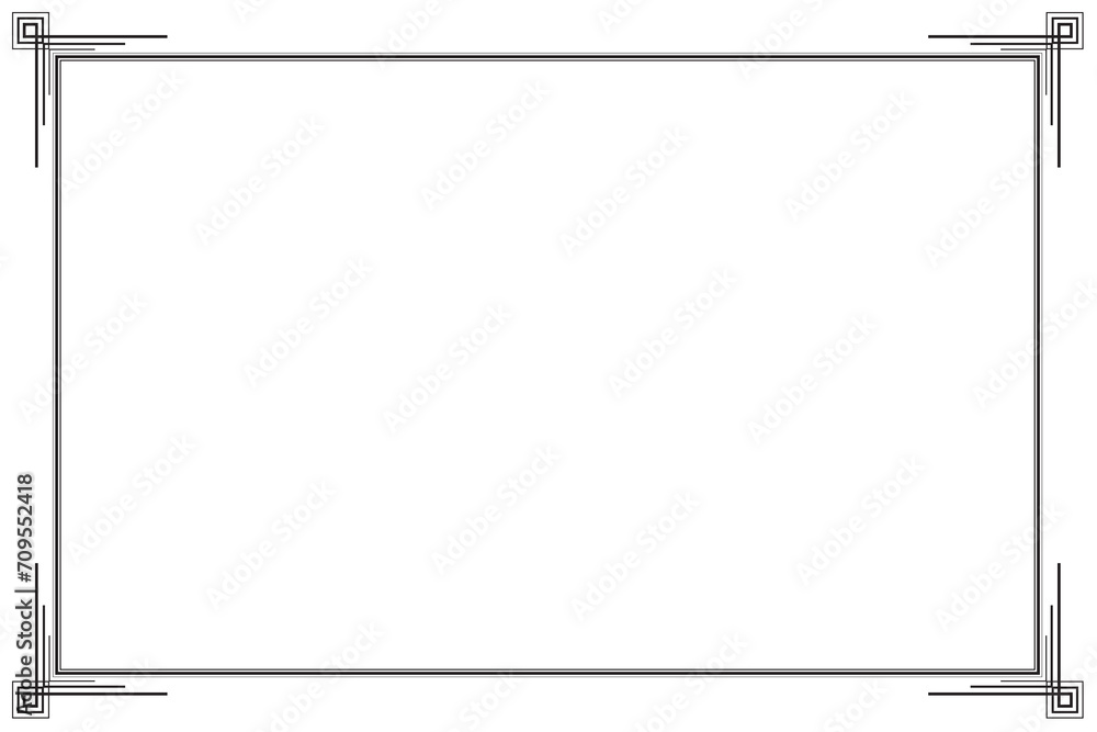 Obraz premium Elements of oriental frames. Black on white traditional simple of border. Design print for greeting cards, wedding chinese new year, restaurant menu, royal certificates. Set 43