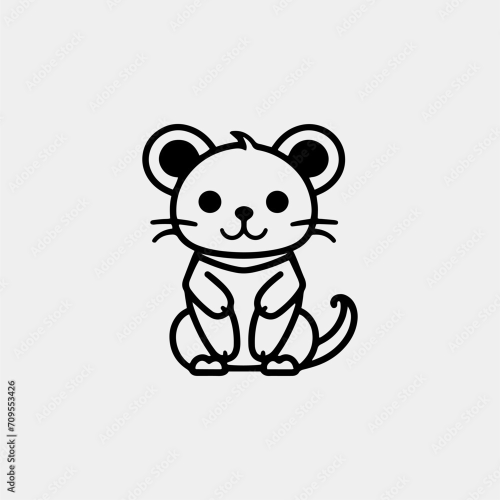 vector illustration of a cartoon cute mouse. vector illustration of a cartoon cute mouse.