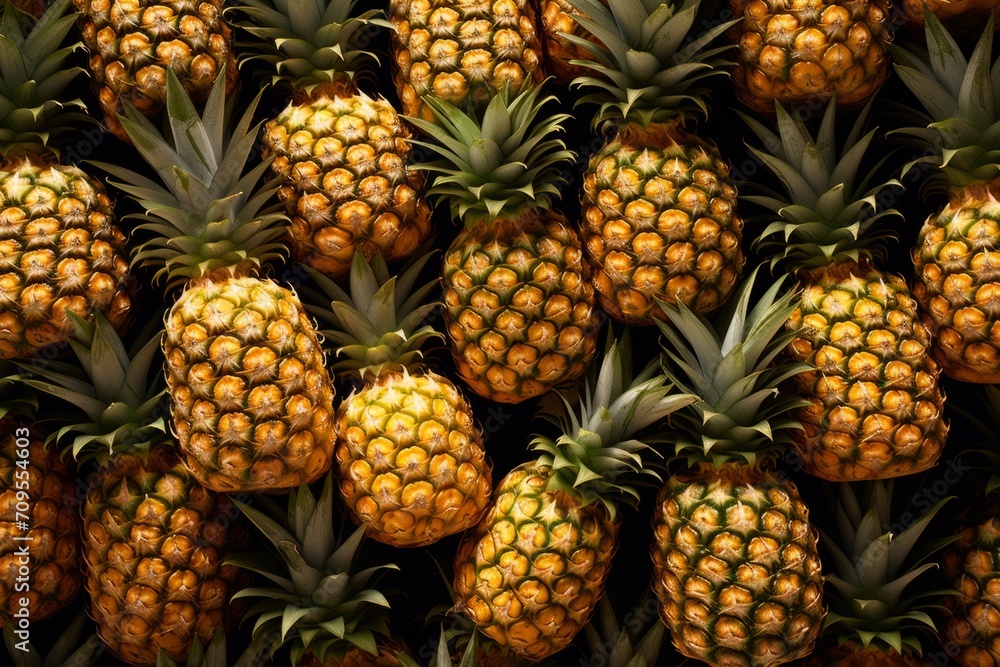 Fresh Pineapples Background Texture Top View Fresh Pineapples Background Texture Top View