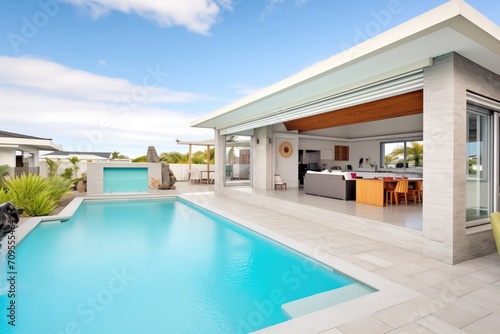 luxury villa with flat roof and pool © Natalia