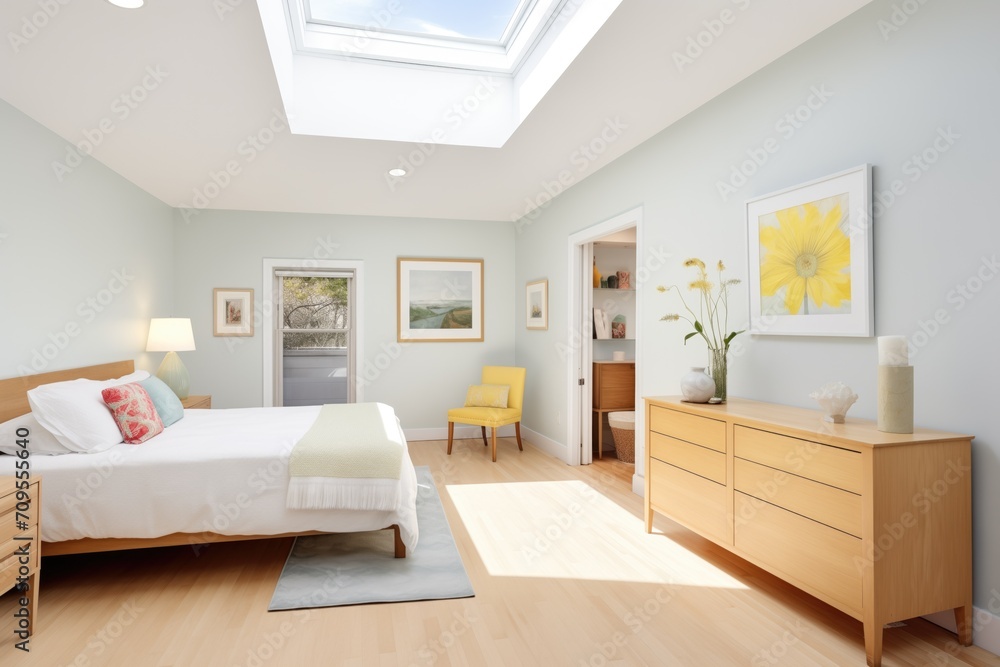 bright bedroom in saltbox house with skylights bright bedroom in saltbox house with skylights