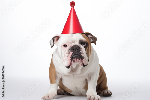 english bulldog wearing a hat