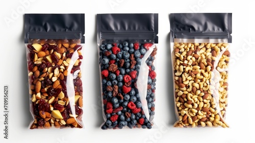 isolated glossy pouch with fruit amp nut mix    photo