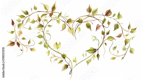 Botanical Heart Elegance: Delicate vector illustrations featuring intertwining vines and leaves forming heart shapes, offering a touch of natural elegance photo